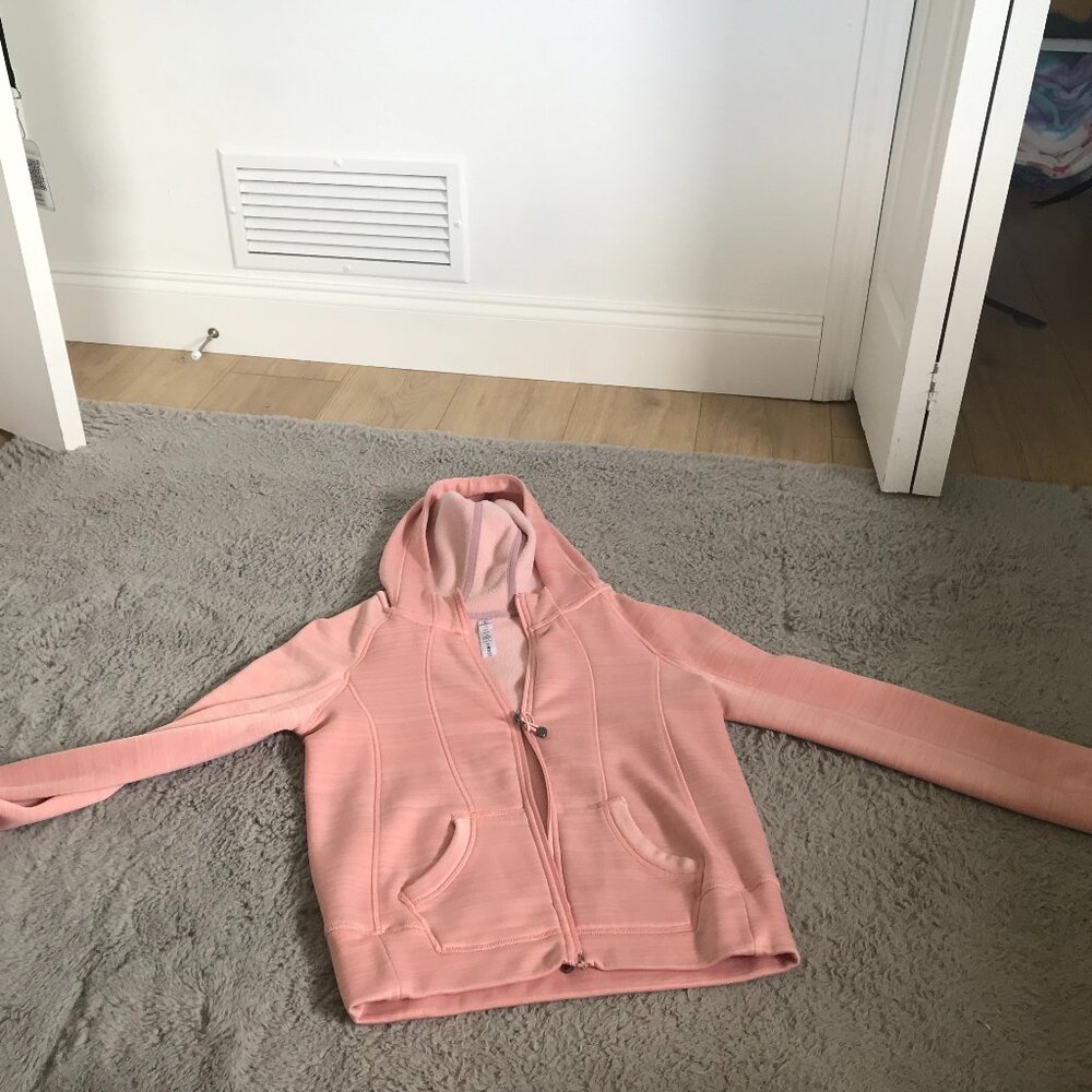 90 Degrees Girls Pink Scuba Full Zip Hoodie Sz L (12)